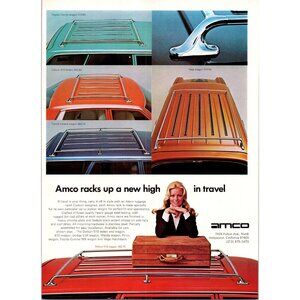 1973 Amco Accessories Roof Racks Vintage Print Ad Datsun Toyota 70s Wall Art